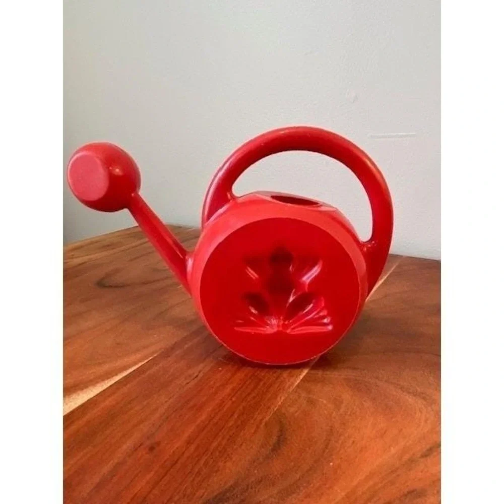 Vintage Watering Can Toy Mob Superjouet Red Plastic Made in France Frog Flower